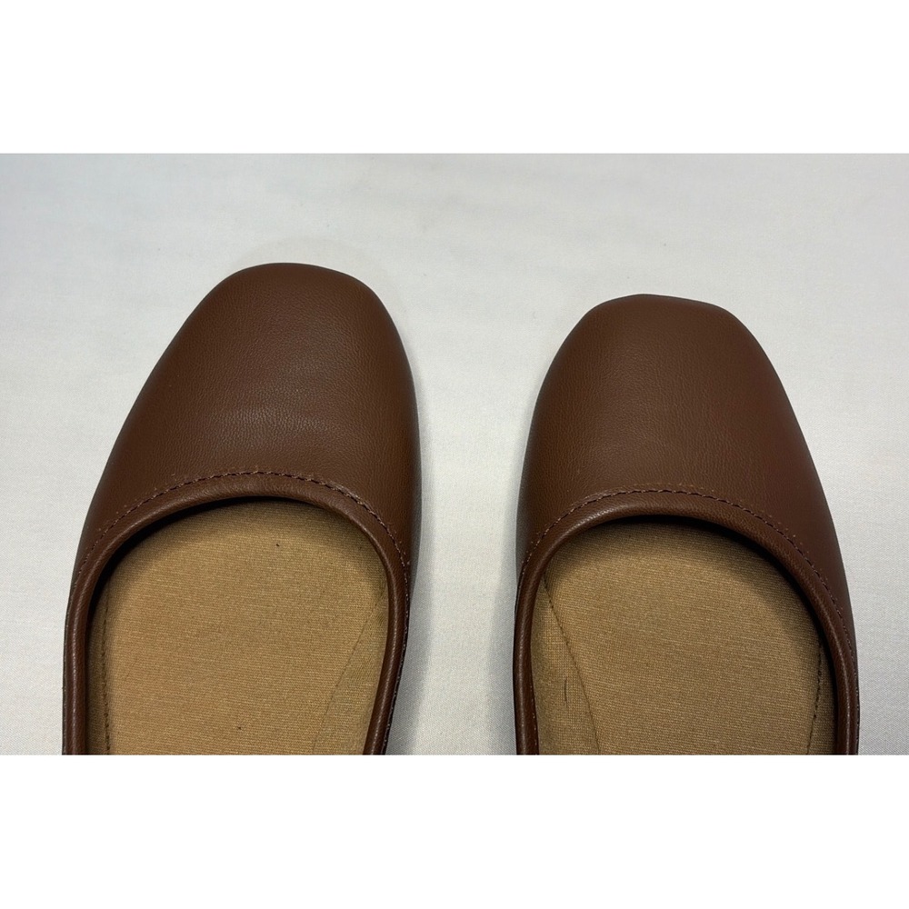Sun + Stone Avvery Brown Square Toe Ballet Flats Womens 5.5 Cognac Slip On Shoes - Picture 10 of 10